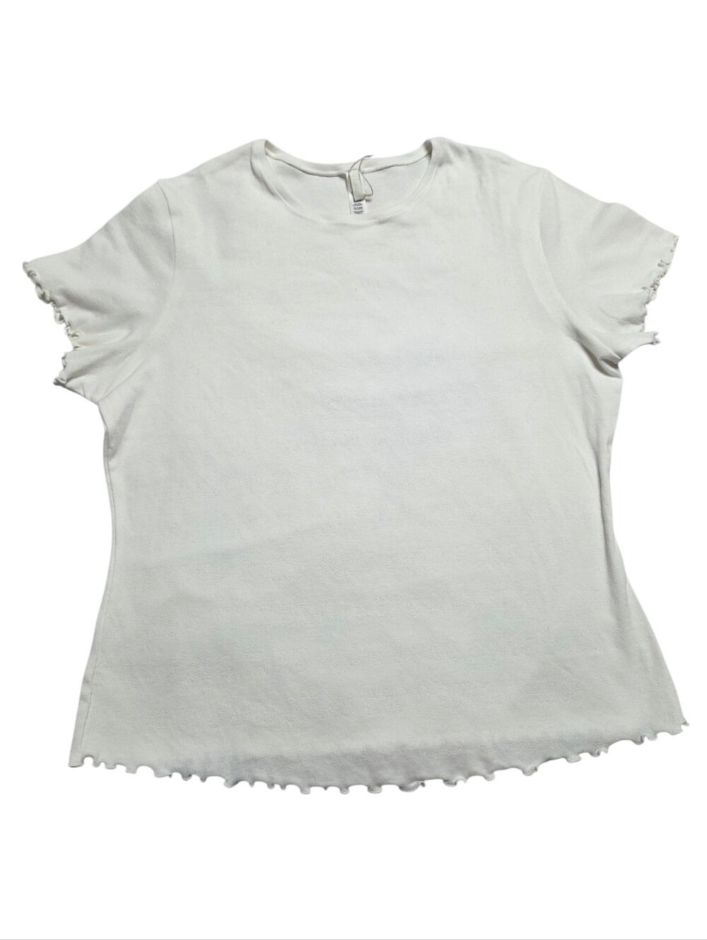 Skims Pointelle Logo Ruffle Edge T-Shirt Top Marble 4X